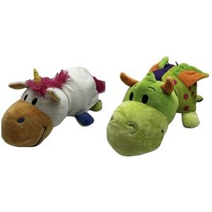 Flip a Zoo Unicorn Dinosaur Plush Reversible Stuffed Animal‎ Pillow Toy 16" Core